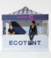 Ecotent® Faltpavillon mit Theke und halbhoher Seitenwand.
