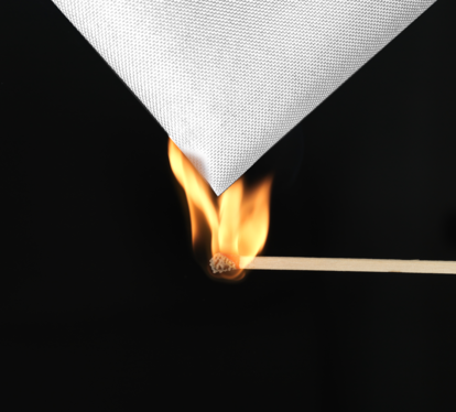 Flame-retardant Ecotent® fabric being tested.
