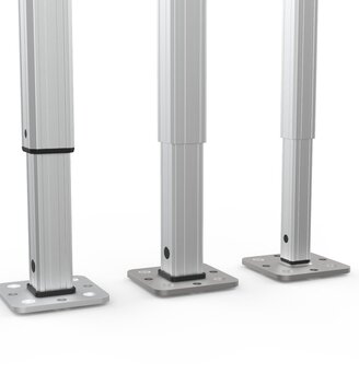 Vergleich der drei Ecotent® Faltpavillon-Serien E1, E2 und E3 mit unterschiedlichen Aluminiumprofilen.